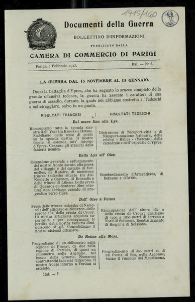 Documenti della guerra : bollettino d'informazioni pubblicato dalla Camera di commercio di Parigi